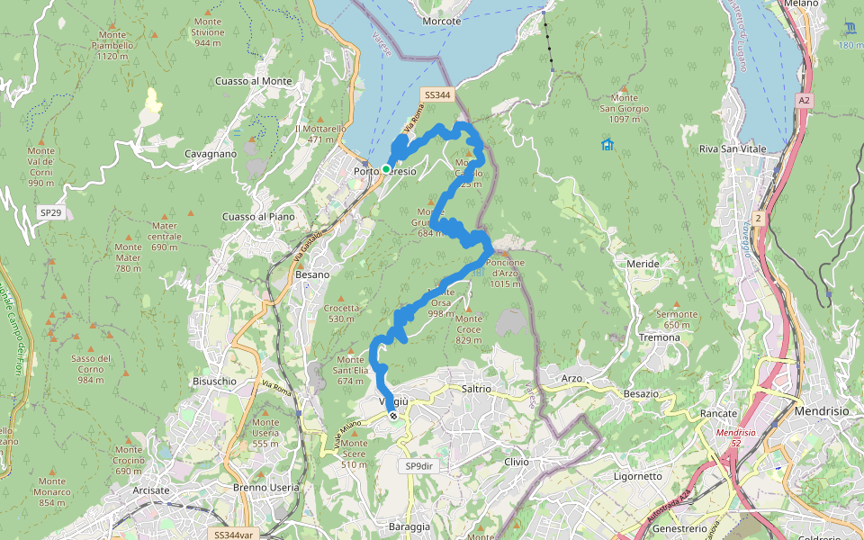 Sentiero Italia - Tappa D07 walking route map in Porto Ceresio