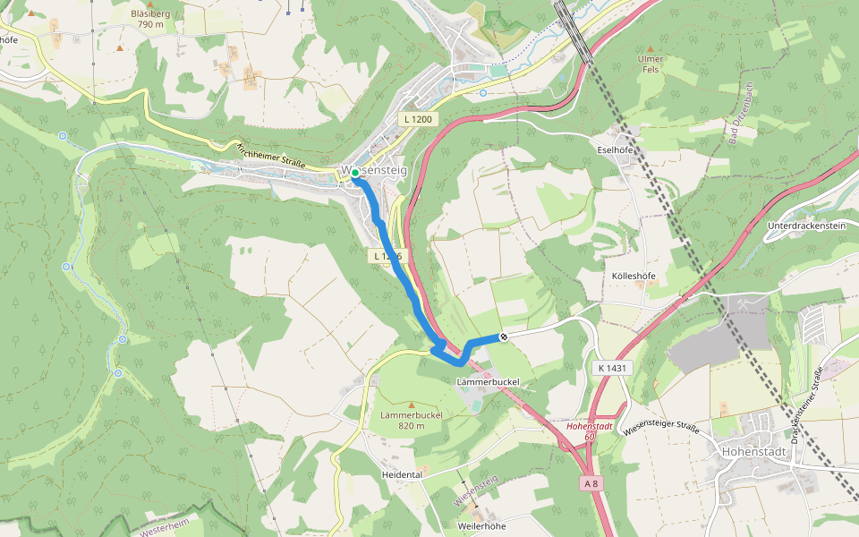 Wiesensteig - Lämmerbuckel walking route map in Wiesensteig