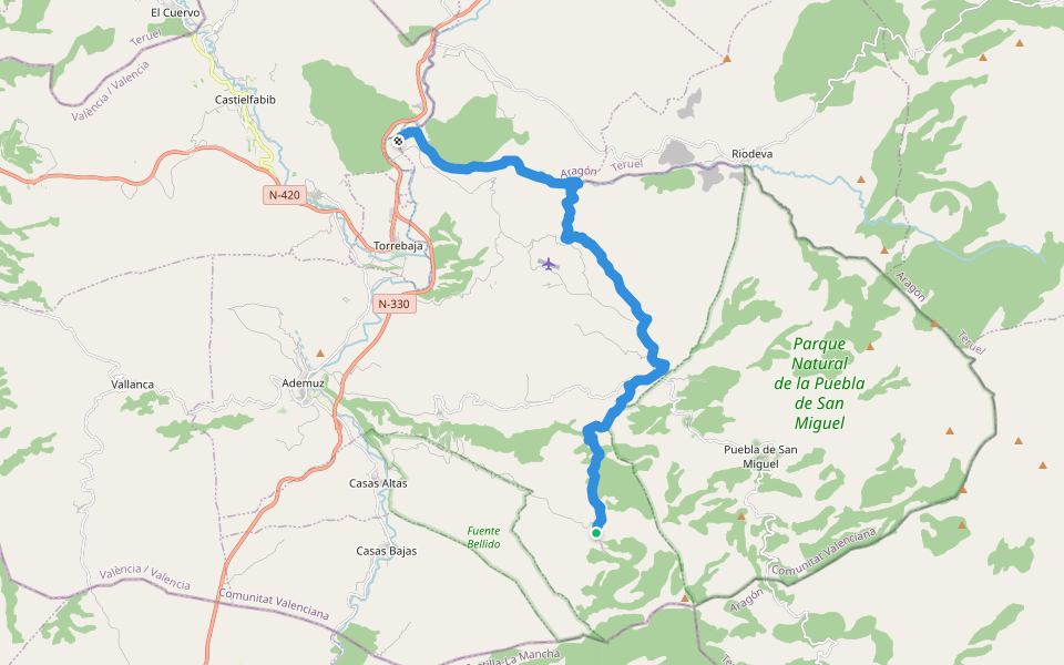 Ruta de los barrancos walking route map in Sesga