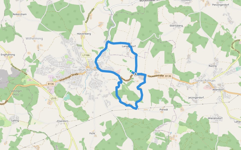 Höhenweg walking route map in Münzkirchen