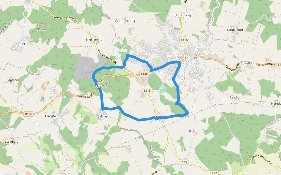 Panoramaweg walking route map in Münzkirchen