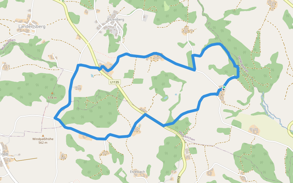 Leitenweg walking route map in Eitzenberg