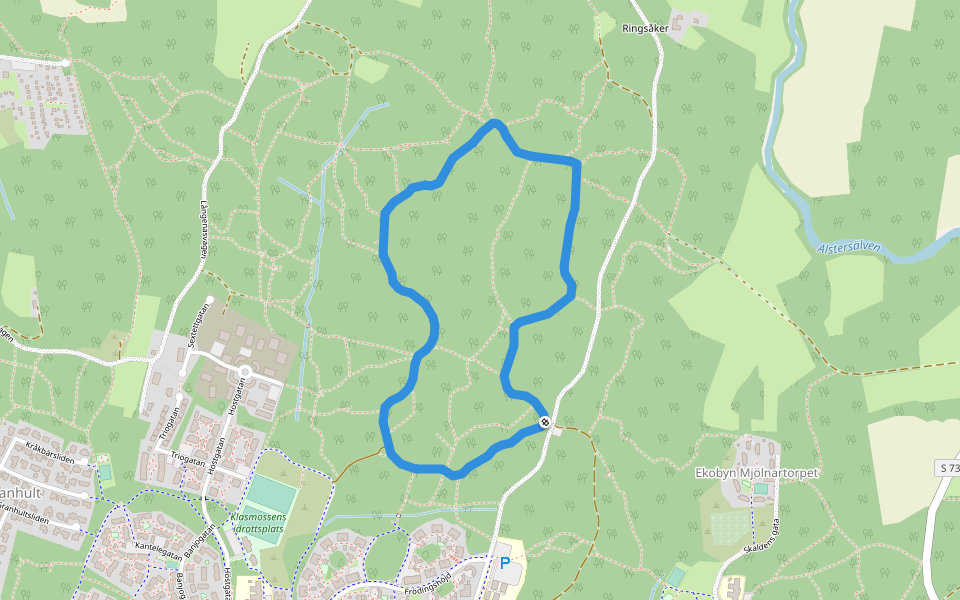 Kronoparkens motionsspår/skidspår walking route map in Karlstad