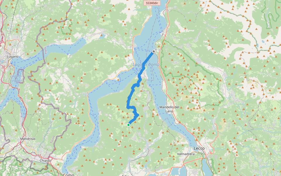 Sentiero Italia - Tappa D11SA walking route map in Sormano