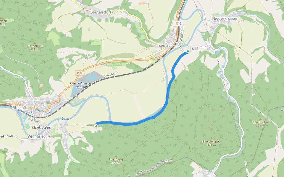 Saaleleitenweg (Gelbes Dreieck) walking route map in Uhlstädt-Kirchhasel