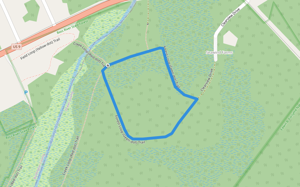 Forest Loop (Geen-dot) Trail walking route map in Tuckerton