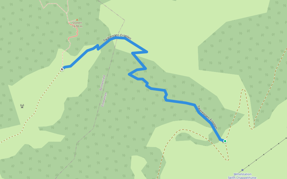 Twäreggen - Ergglen walking route map in Emmetten