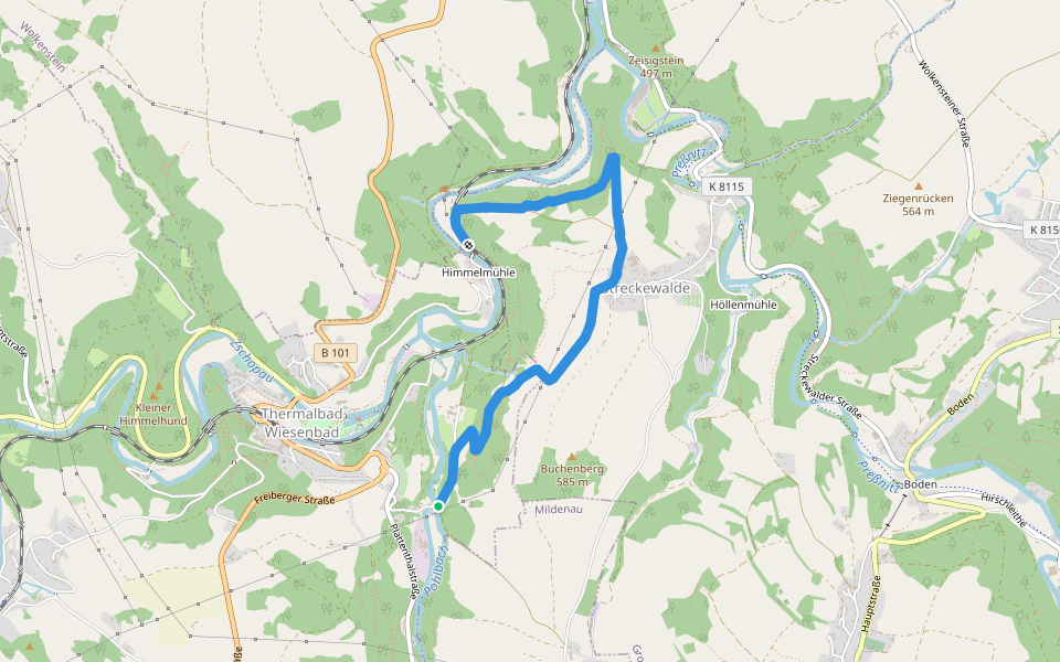 Ww Thermalbad Wiesenbad - Himmelmühle über Streckewalde walking route map in Thermalbad Wiesenbad