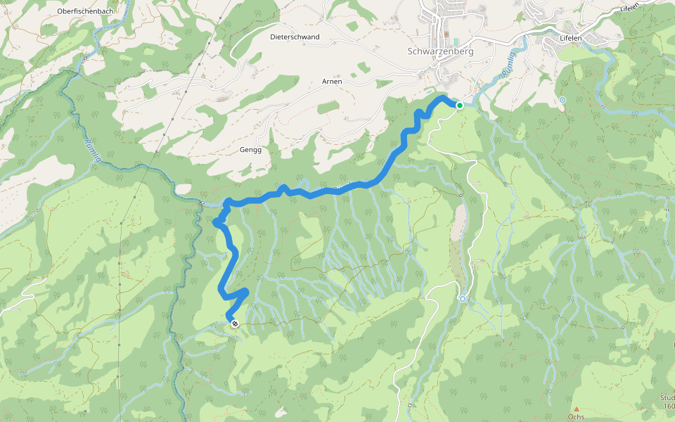 Tristboden - Bömmerenbrücke walking route map in Schwarzenberg