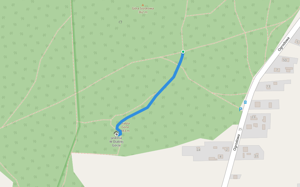 Szlak dojściowy do jaskini walking route map in Bukowno