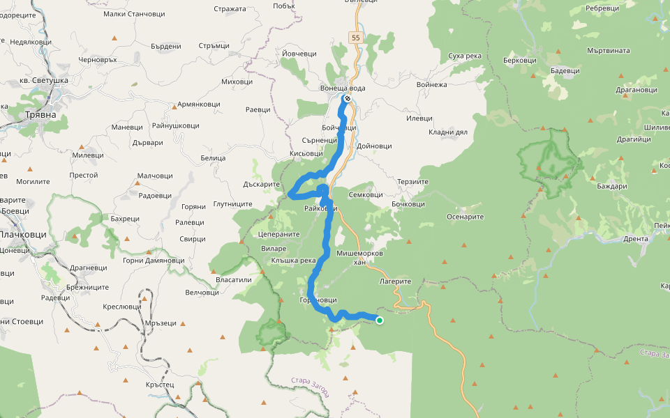 с. Вонеща вода - х. Грамадлива walking route map in Лява река