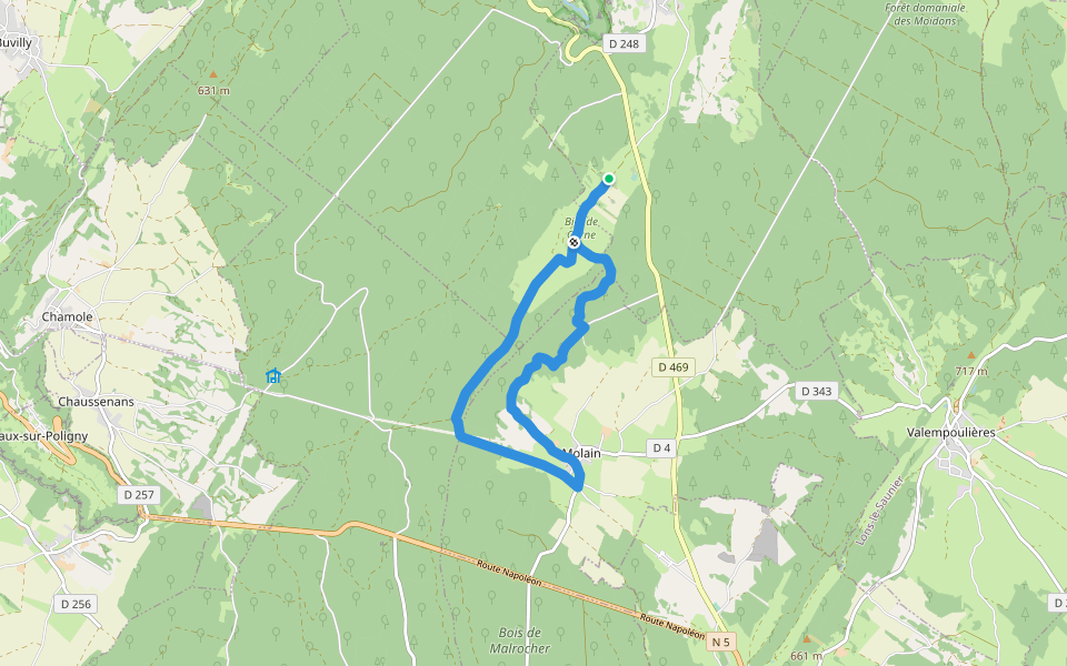 Tour du Bief de Corne walking route map in La Châtelaine