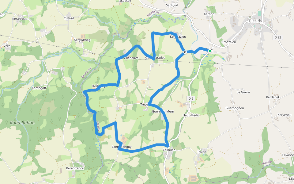 Circuit de Toul Du walking route map in Plésidy