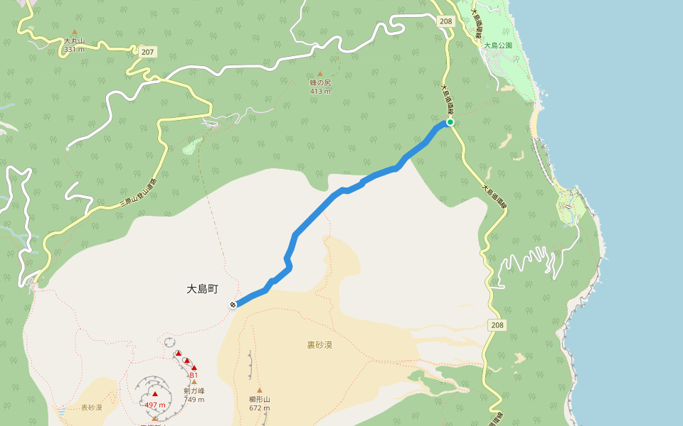 テキサスコース walking route map in Oshima