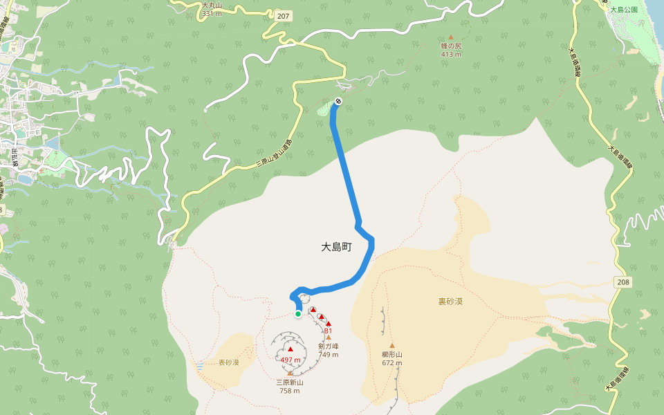 裏砂漠線 walking route map in Oshima
