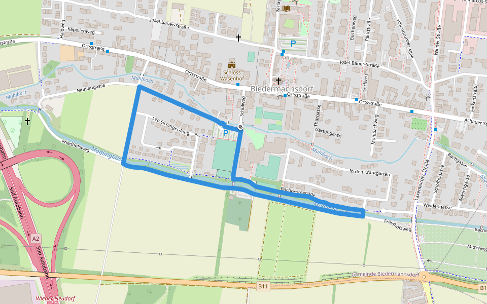Sensotorik Runde walking route map in Biedermannsdorf