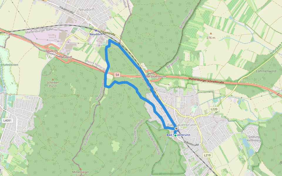 NW Lazawiese (Bad Sauerbrunn) walking route map in Bad Sauerbrunn