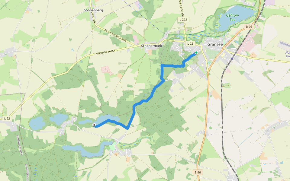 Gransee-? walking route map in Gransee