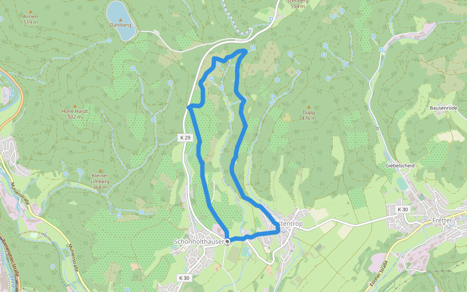 Rundwanderweg Ostentrop A6 walking route map in Finnentrop