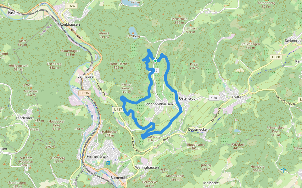 Rundwanderweg Ostentrop A8 walking route map in Finnentrop