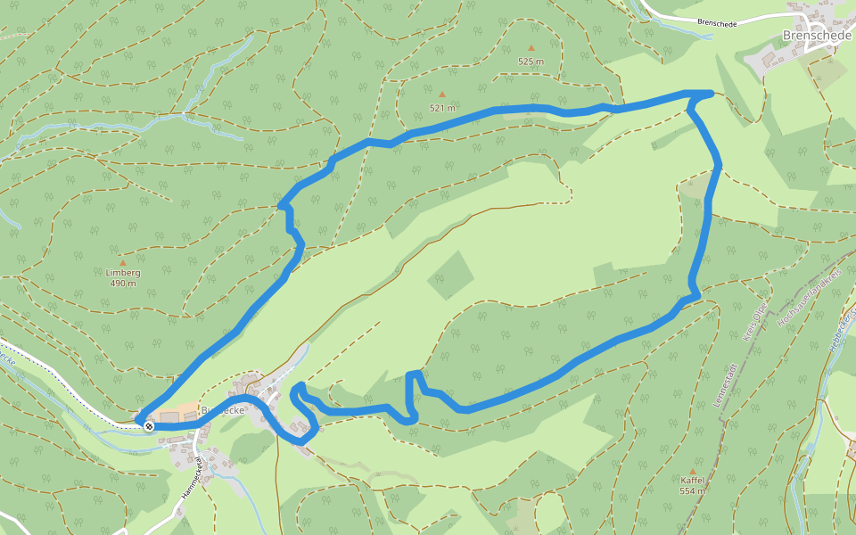 Burbecke Rundwanderweg Quadrat walking route map in Lennestadt