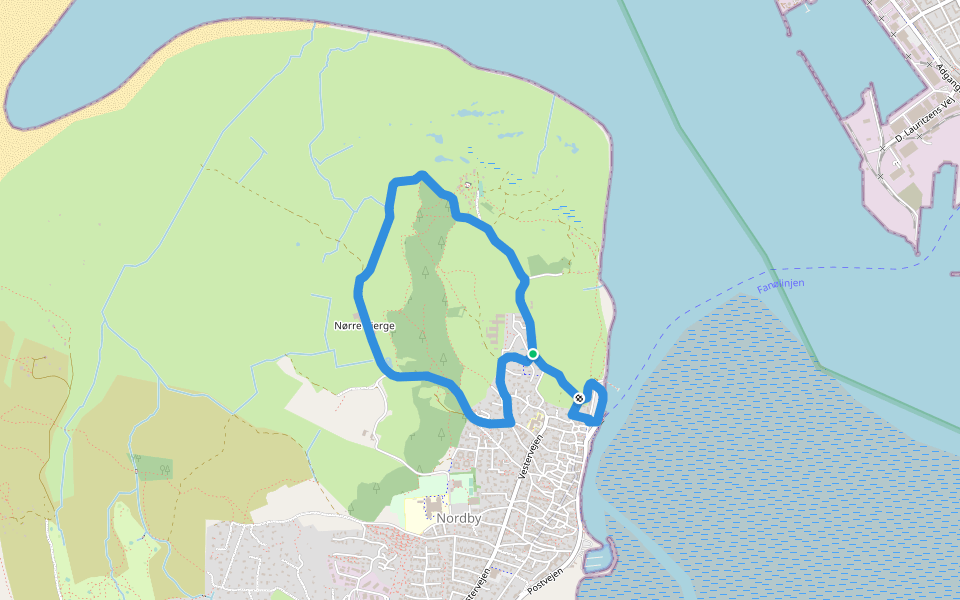Fanø Hjertesti walking route map in Fanø