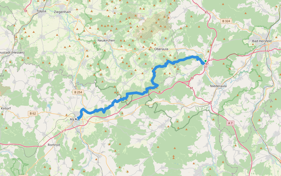 Thüringen-Hessen-Rhein-Wanderweg 04, Kirchheim - Alsfeld walking route map in Kirchheim