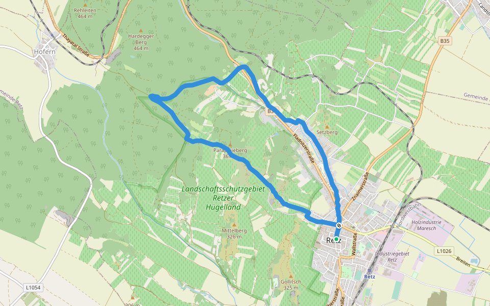 Wenzelsteg walking route map in Retz