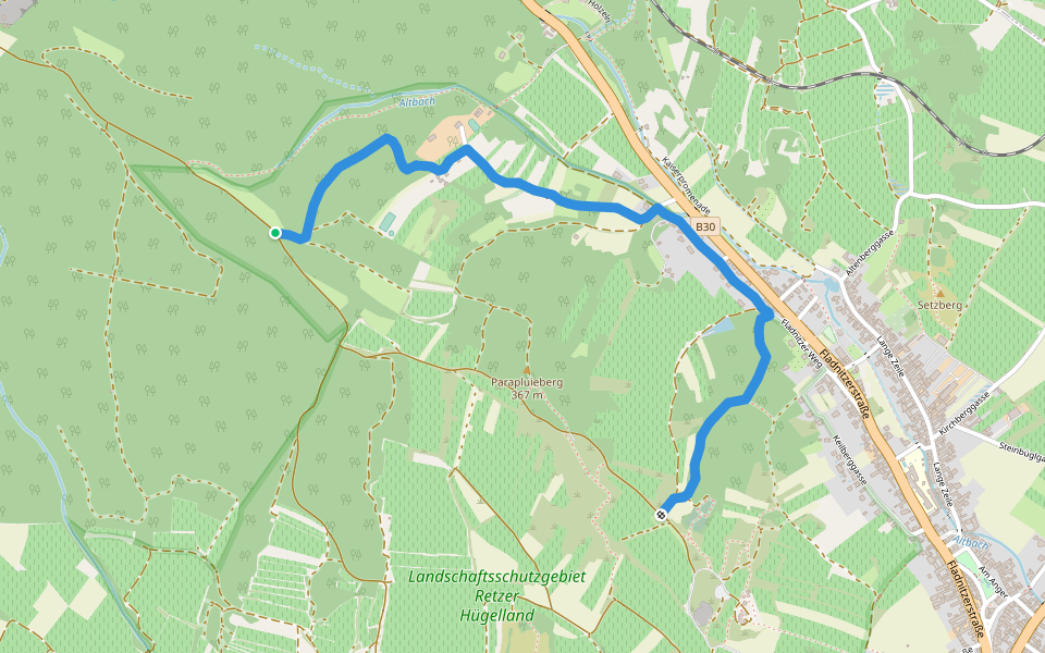 Haidgrabenweg walking route map in Retz
