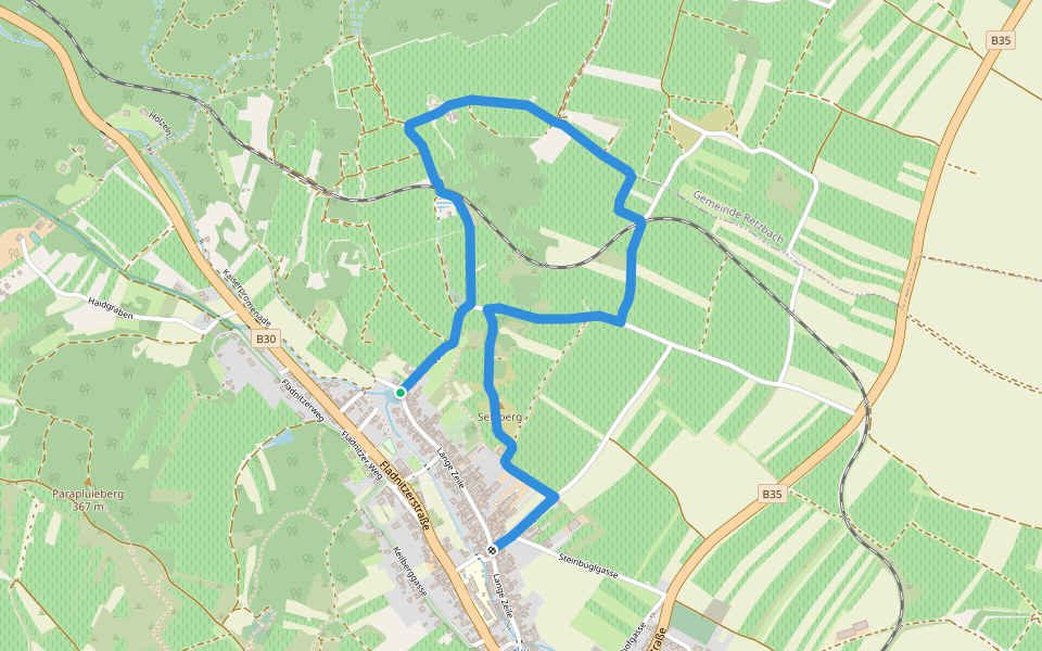 Weinwanderweg walking route map in Retz