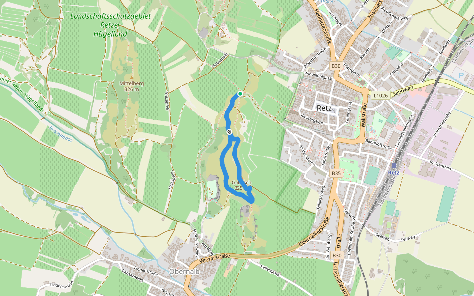 Golitschweg walking route map in Retz