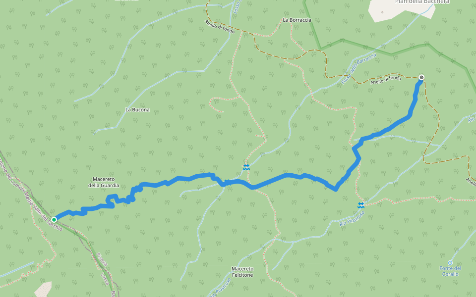 Borraccia - Macereto della Guardia walking route map in Pian di Novello