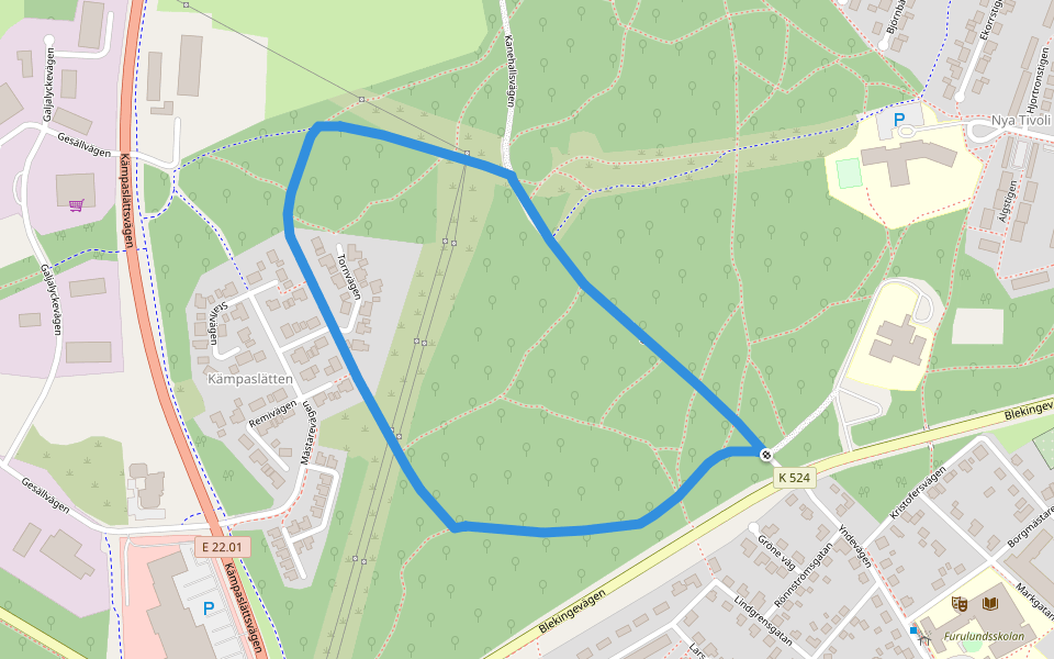 Furulundsslingan walking route map in Karlskrona