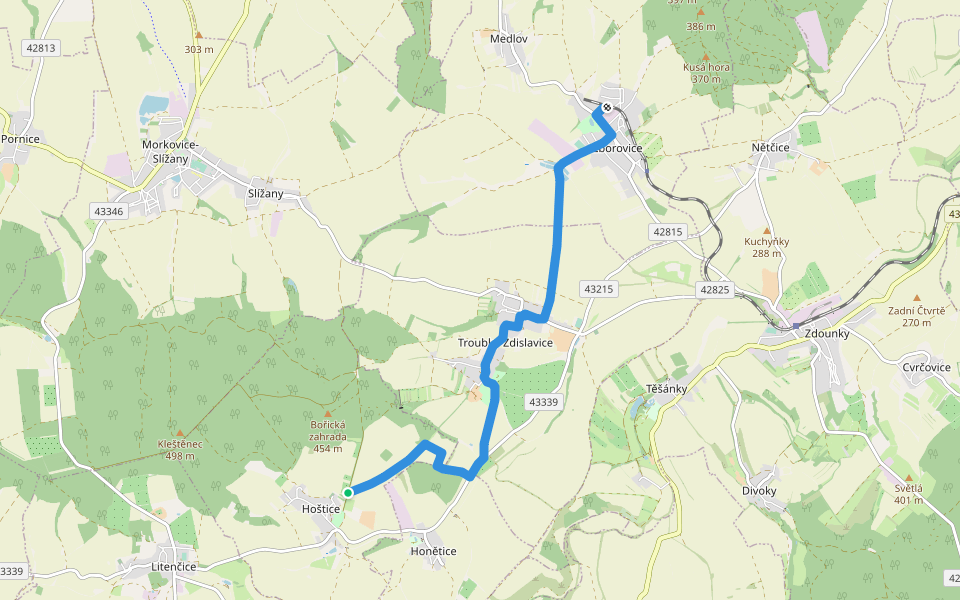 [Z] Zborovice - Hoštice walking route map in Hoštice