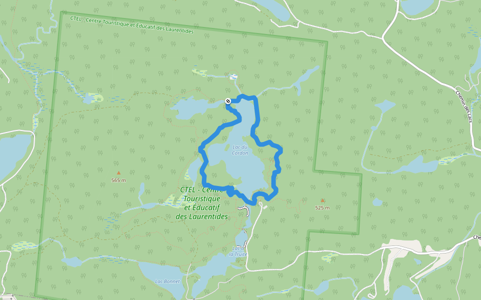 Le Tour du Lac walking route map in Mont-Blanc