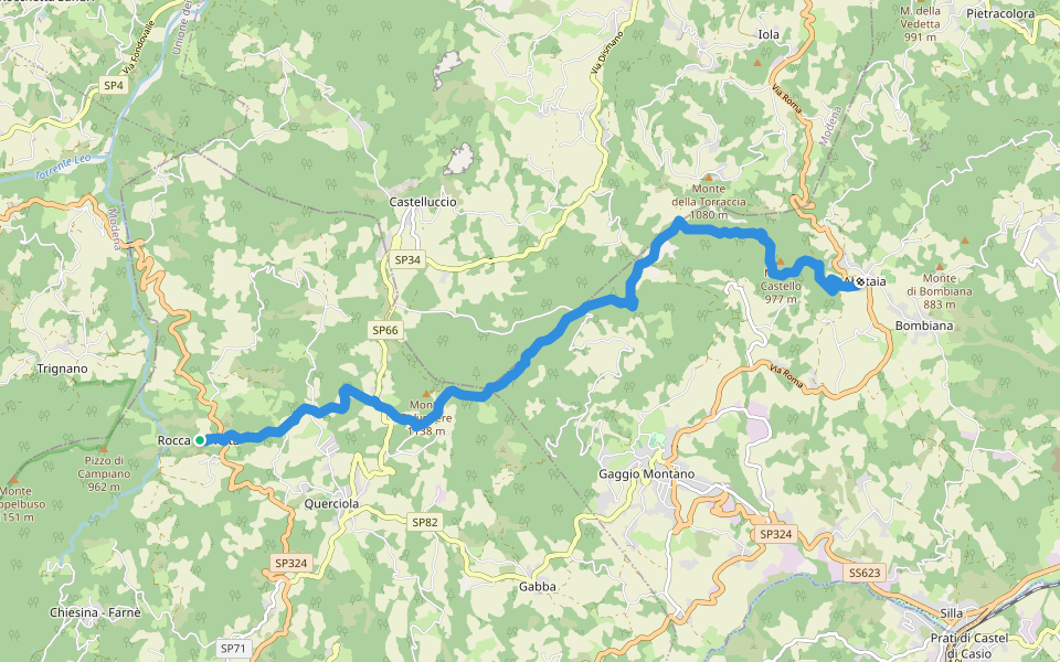 345 "Sentiero della Libertà" walking route map in Rocca Corneta
