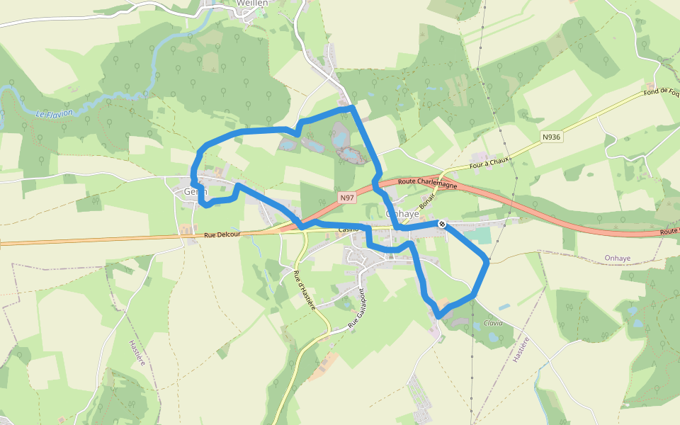 Frumont et Brochamps walking route map in Onhaye