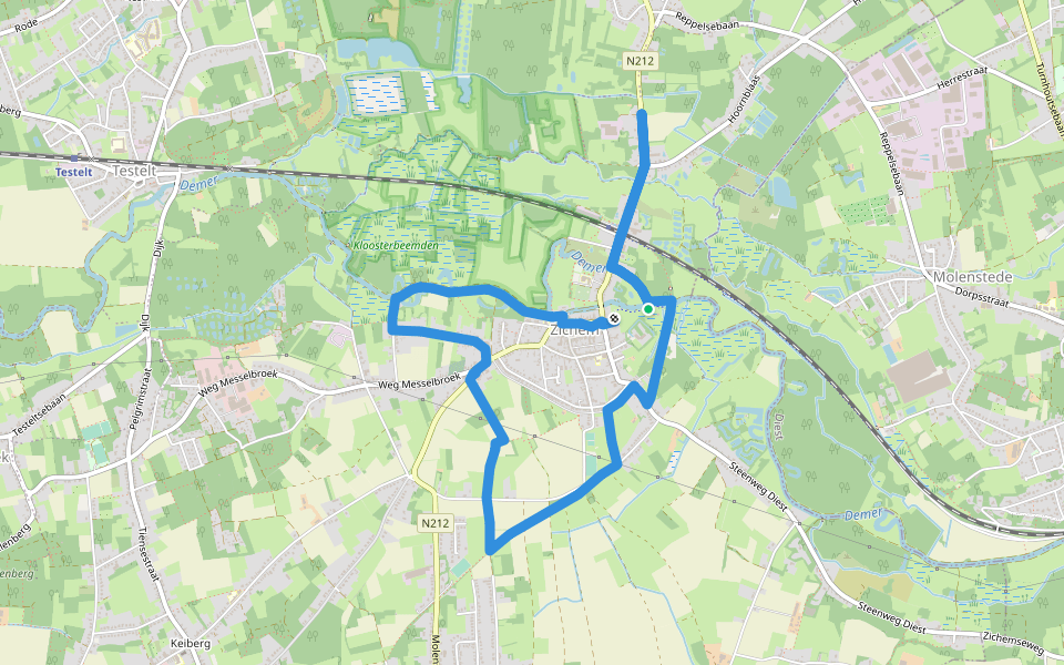 Demerbroeken Oranje bol walking route map in Scherpenheuvel-Zichem