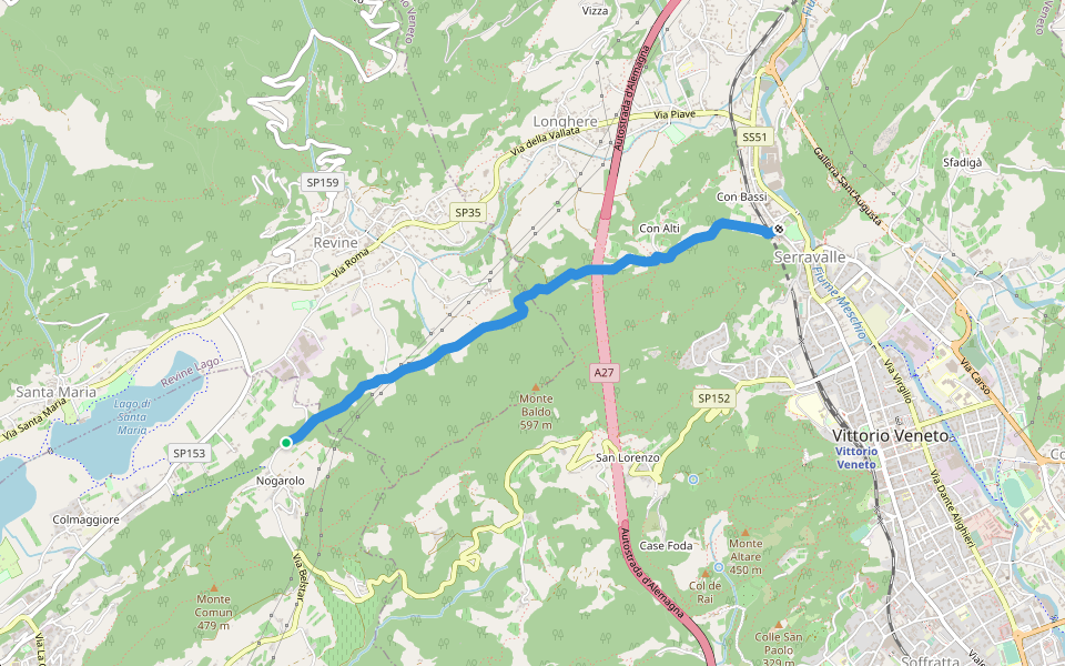 Via dell'acqua walking route map in Tarzo