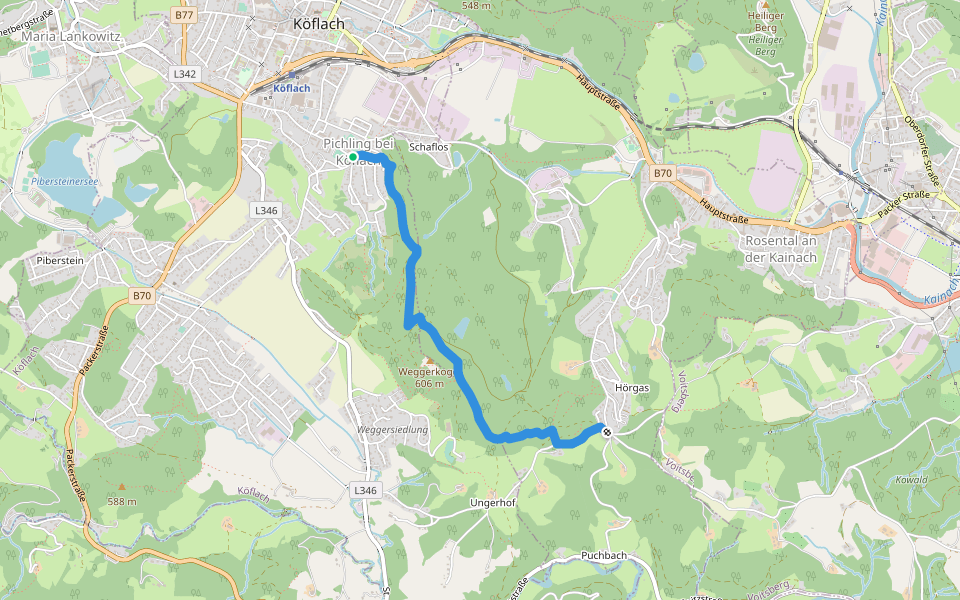 RW walking route map in Köflach