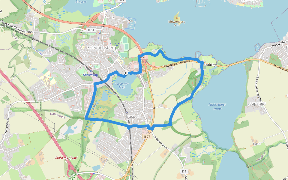 Wikingerland walking route map in Schleswig