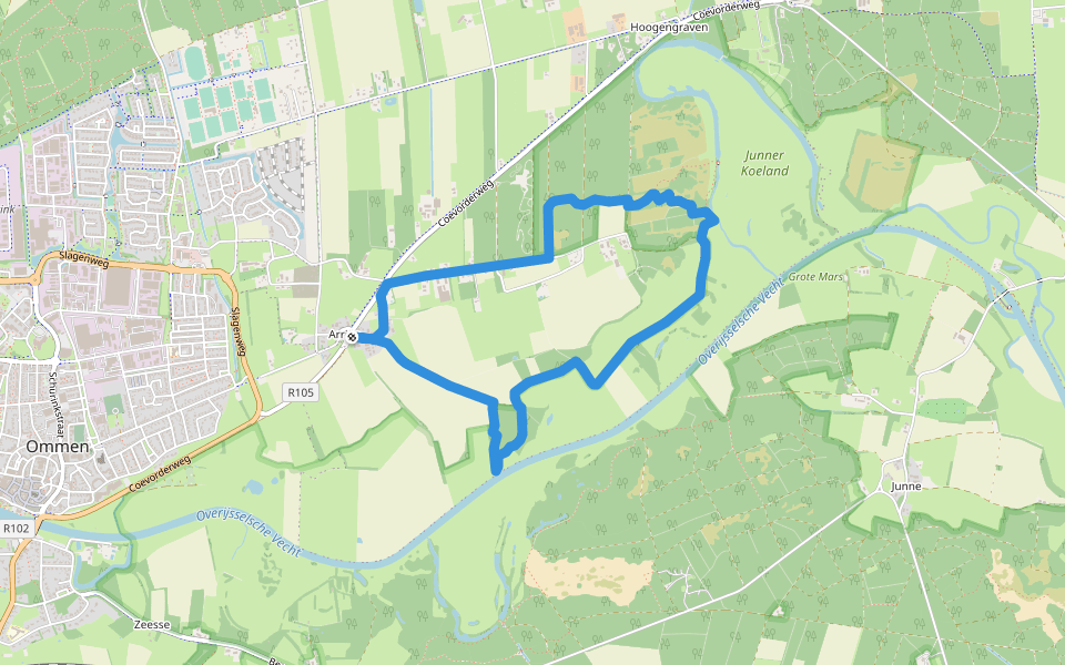 WNW Vechtdal - Arriën - oranje route walking route map in Arrien