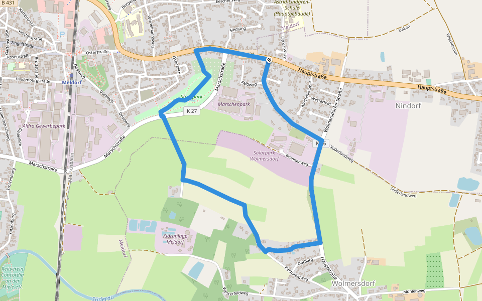 Wanderwege in und um Meldorf Tour 16 walking route map in Meldorf