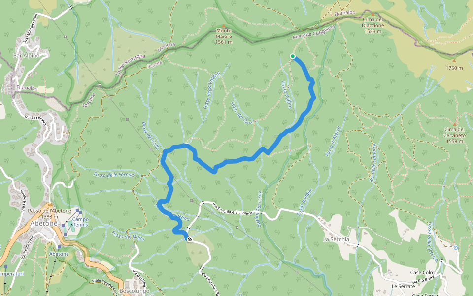 Vivaio - Innesto Sentiero 280 walking route map in Abetone