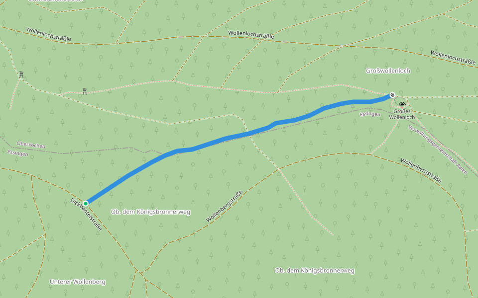 Wollenloch walking route map in Essingen