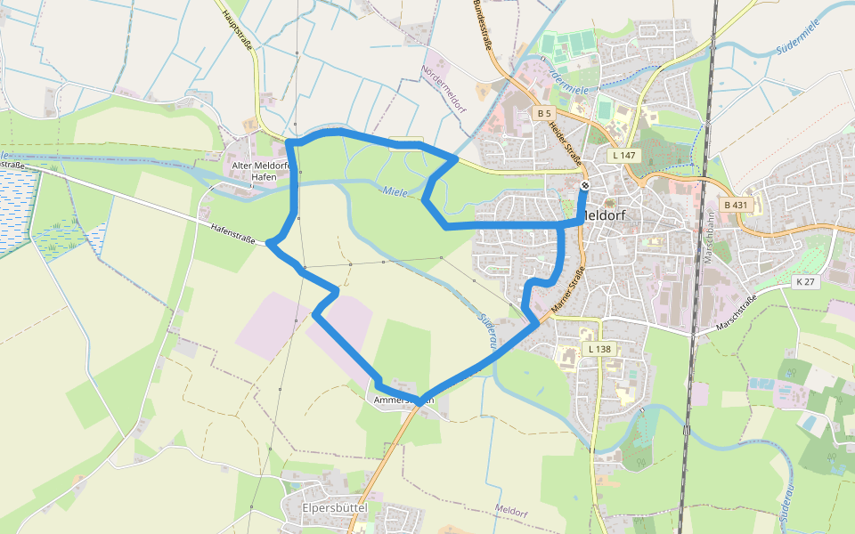 Wanderwege in und um Meldorf Tour 12 walking route map in Meldorf