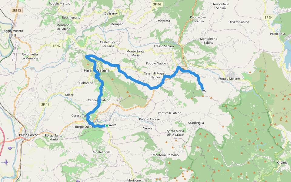 Via di Francesco - Tappa 3A Variante Abbazia di Farfa walking route map in Acquaviva