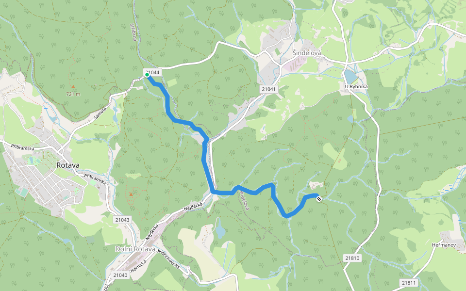 [Ž] Pod Favoritem - Pod Rotavskou myslivnou walking route map in Stříbrná