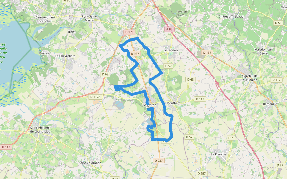Circuit Blanc walking route map in Geneston