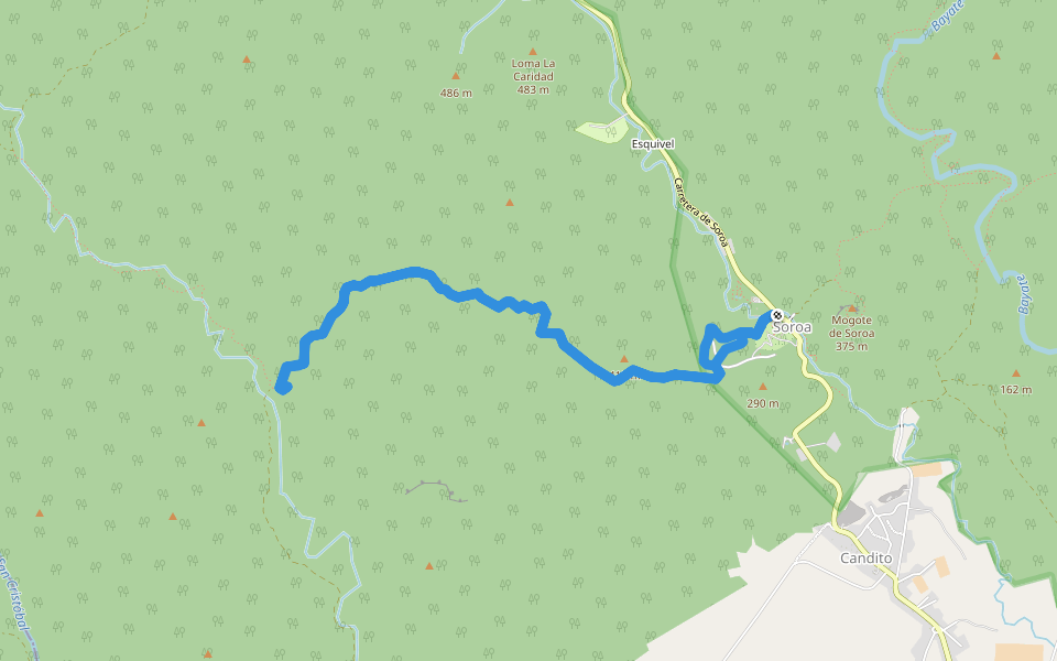Soroa - Comunidad El Brujito walking route map in Las Terrazas